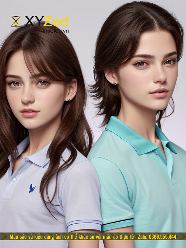 Mẫu áo thun cổ bẻ màu môn và xanh ngọc