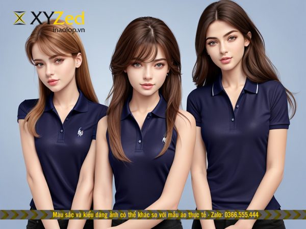 Áo đồng phục cổ bẻ tay ngắn, không tay xanh đen